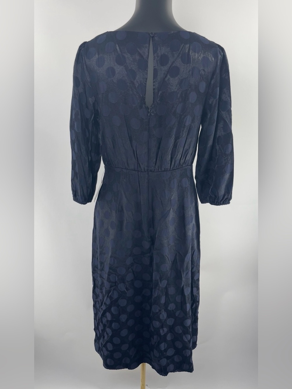 Express Women’s Navy Jacquard Polka Dot Career Workwear Medium Midi Dress - Picture 5 of 11